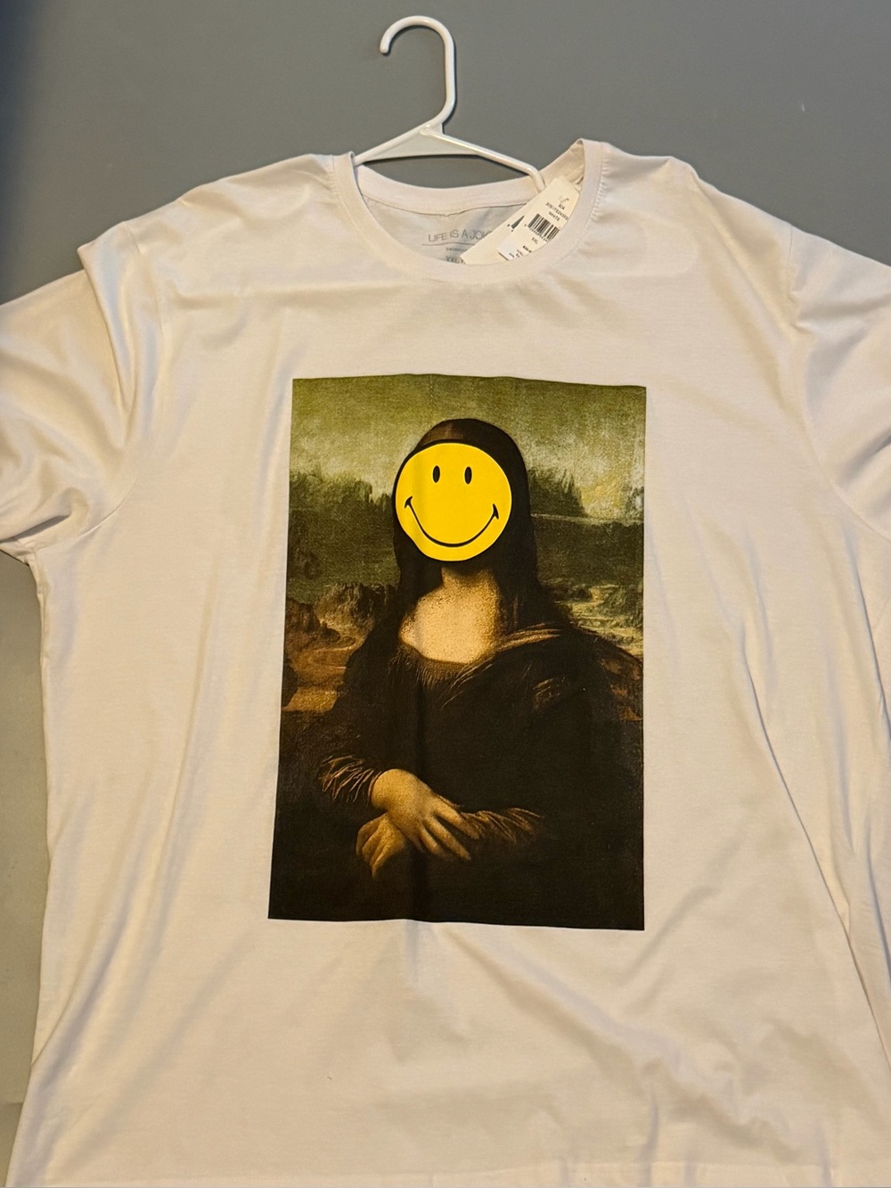White Mona Lisa Smile Graphic Art Tee